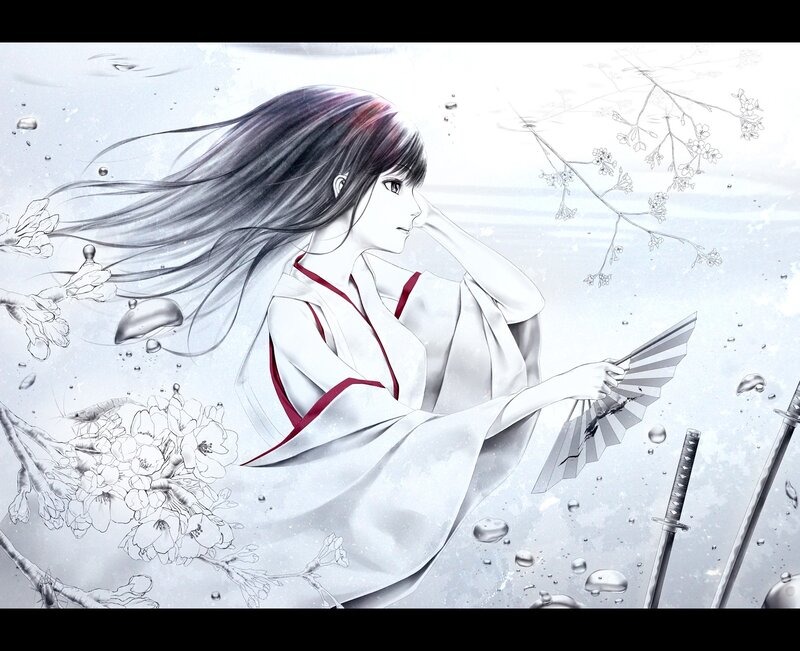 Anime Woman in Water — White