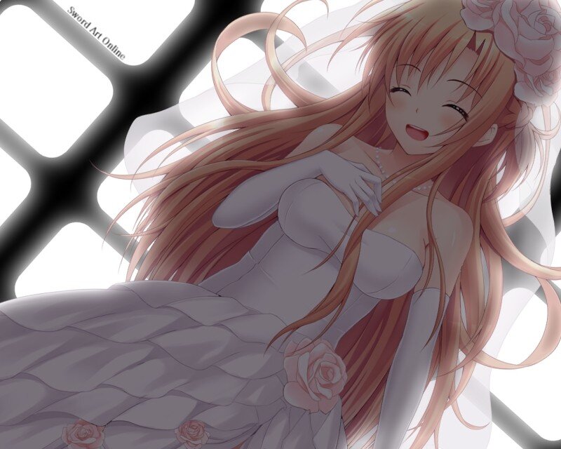 Anime Woman in Wedding Dress — Pink, Joyful