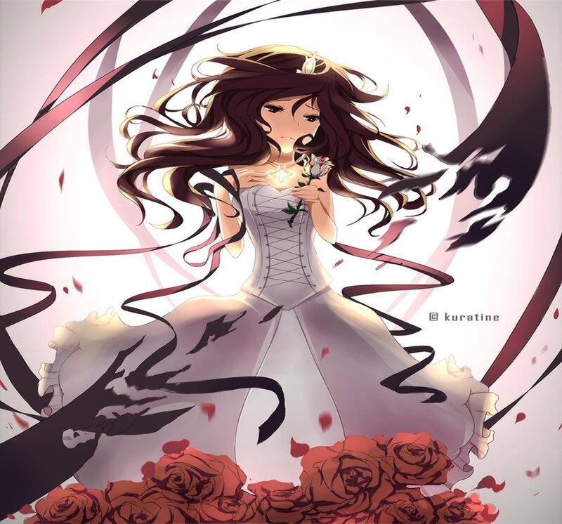 Anime Woman in Wedding Dress — White, Dramatic, Digital Art