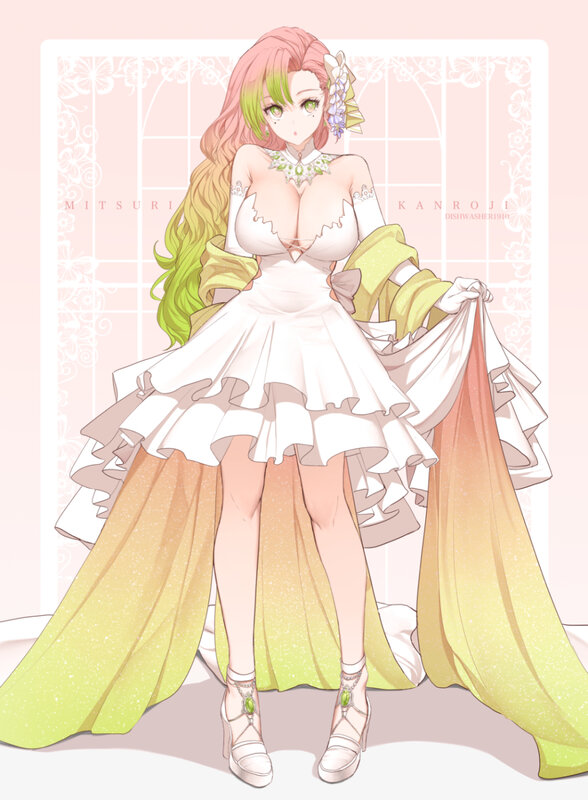 Anime Woman in Wedding Dress — White, Elegant