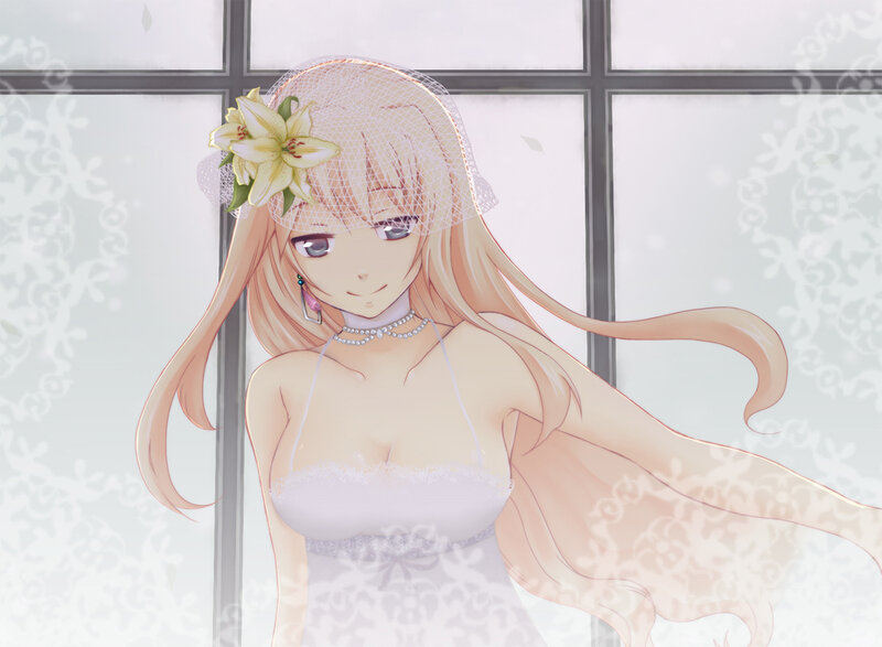Anime Woman in Wedding Dress — White, Serene