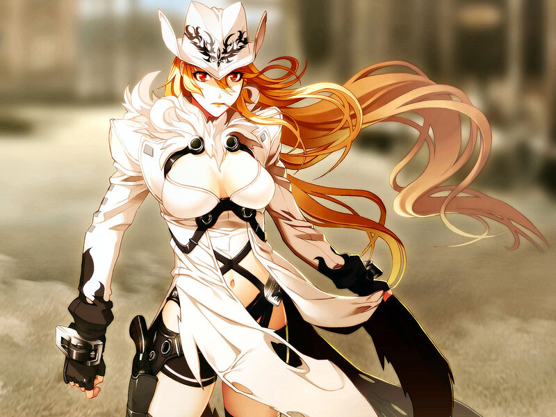 Anime Woman in White Armor
