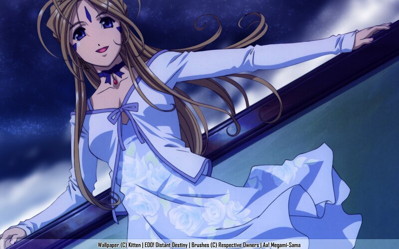Anime Woman in White Dress — Blue, Dramatic
