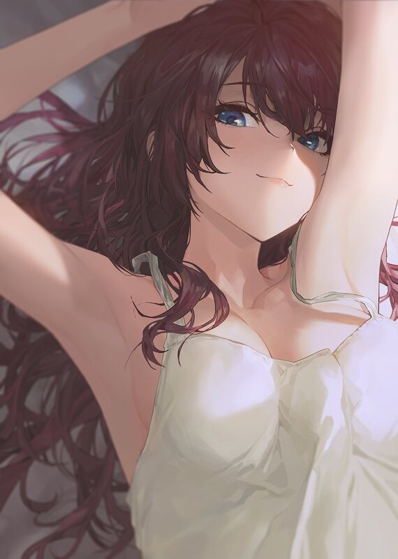 Anime Woman in White Dress — Calm, Morning