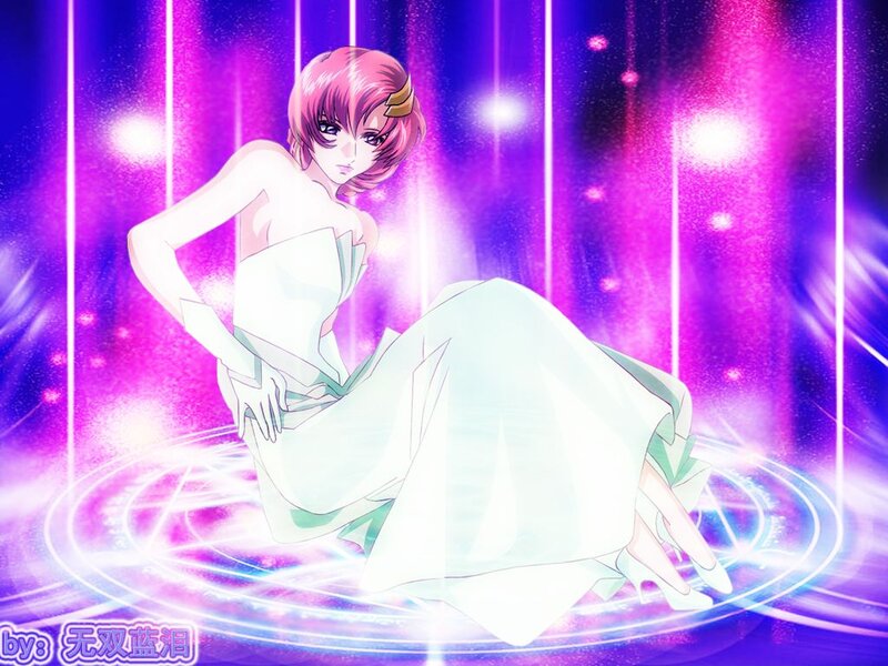 Anime Woman in White Dress — Purple, Dramatic, Night