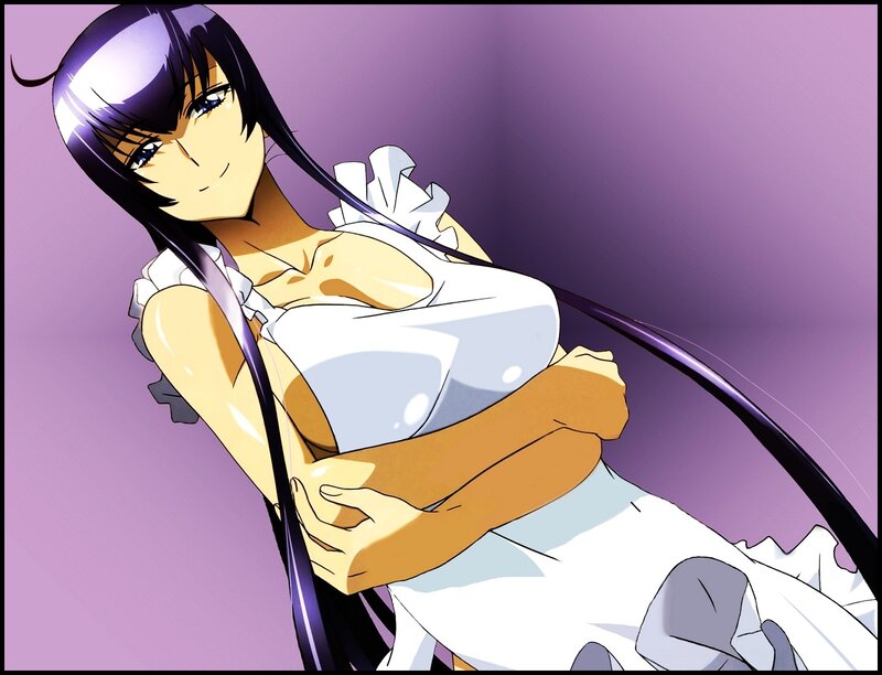 Anime Woman in White Dress — Purple, Seductive