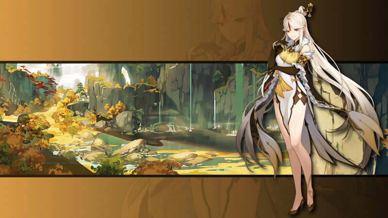 Anime Woman in White Dress — Serene, Autumn