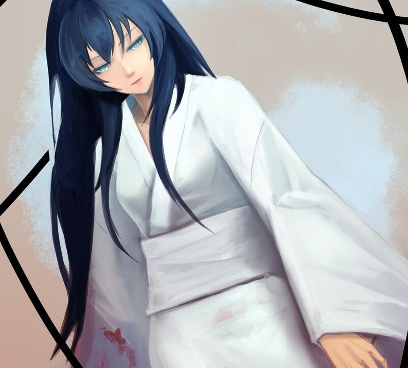 Anime Woman in White Kimono