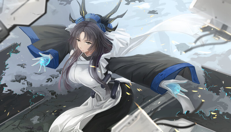 Anime Woman in White Robe — Dramatic, Digital Art