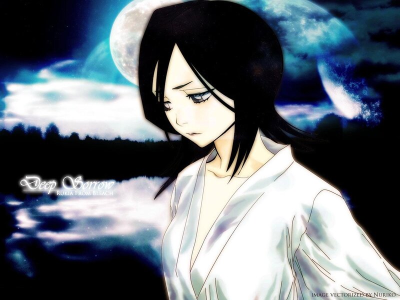 Anime Woman in White Robe — Dramatic, Night