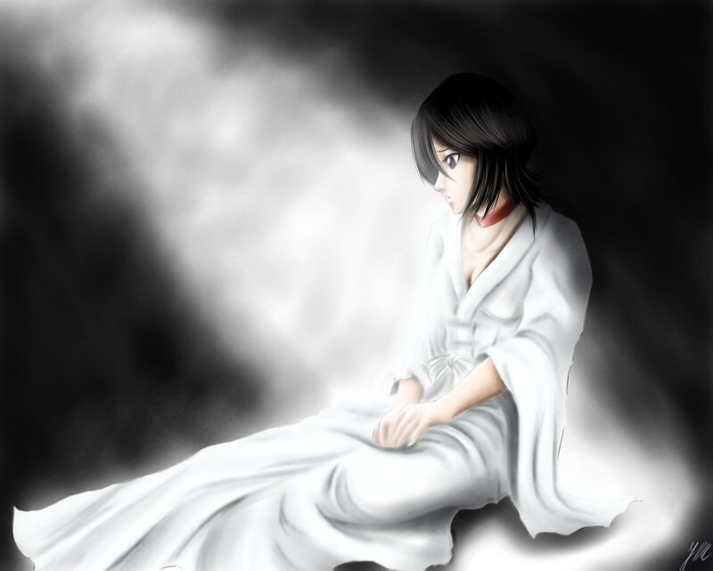 Anime Woman in White Robe — Dramatic