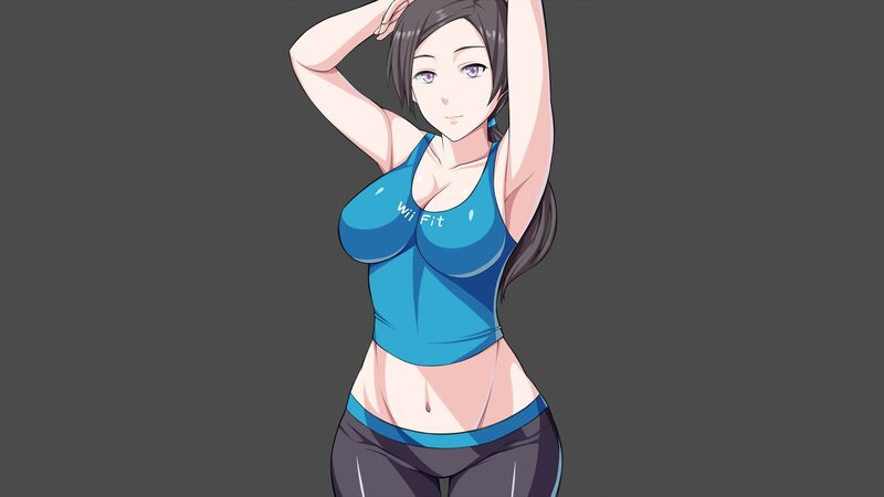 anime woman in workout clothes