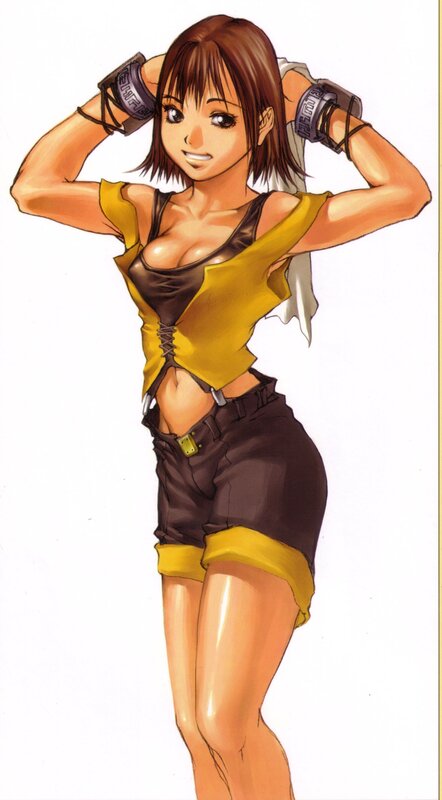 anime woman in yellow and black