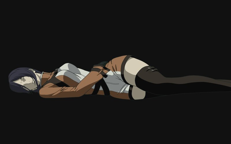 Anime Woman Lying Down — Black