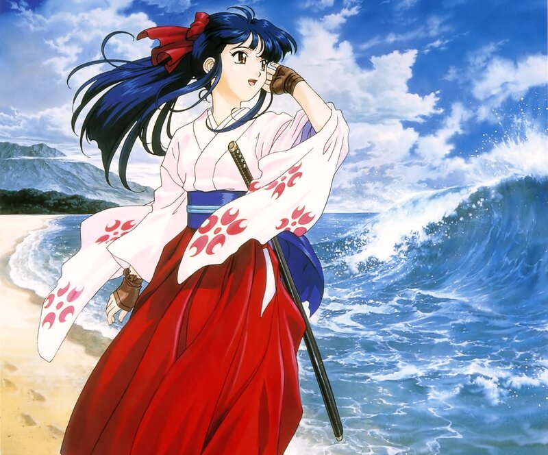 Anime Woman on Beach — Blue, Dramatic