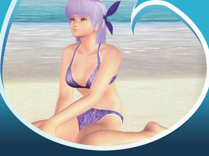 Anime Woman on Beach — Purple