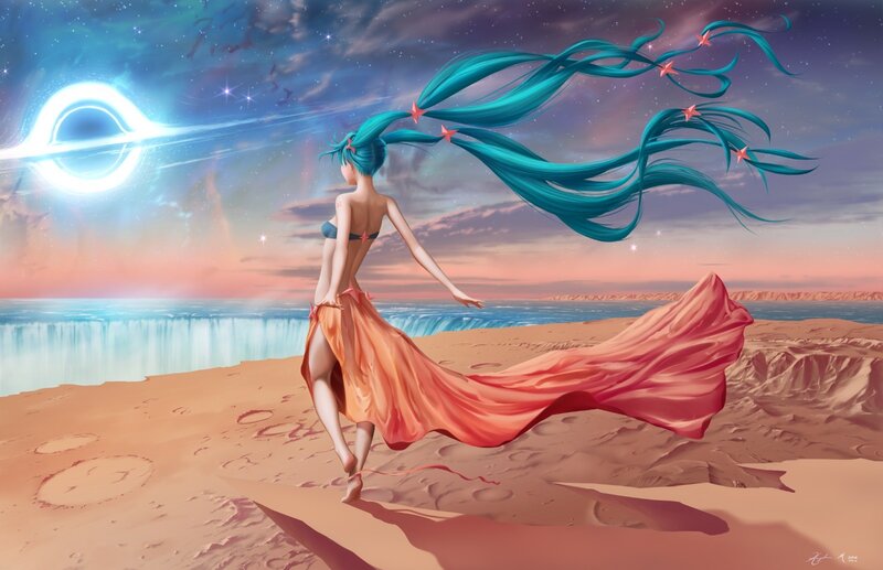 Anime Woman on Desert