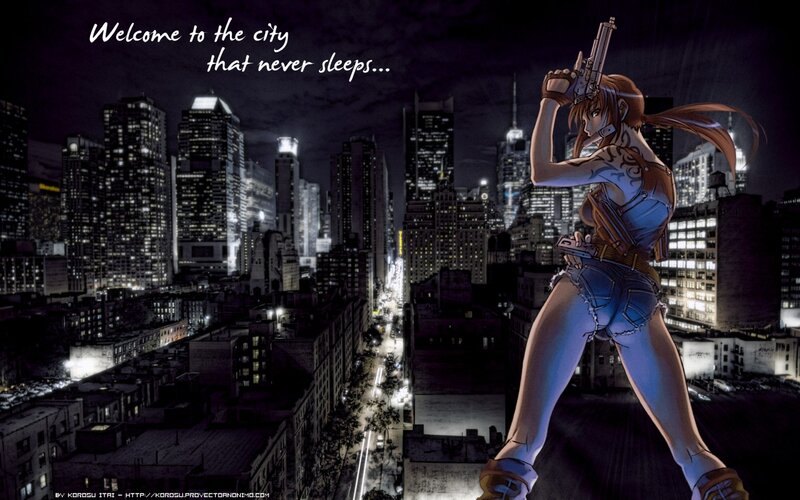 Anime Woman on Rooftop — Black, Dramatic, Night