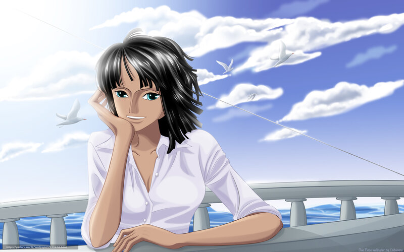 Anime Woman on Ship — Blue