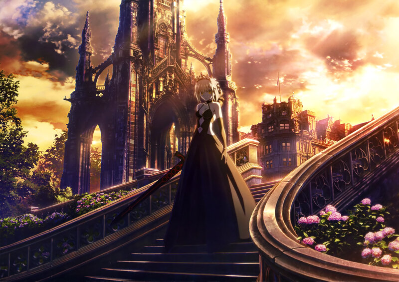 Anime Woman on Stairs