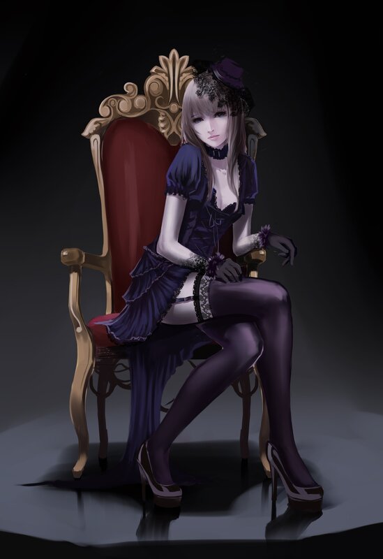 Anime Woman on Throne — Purple