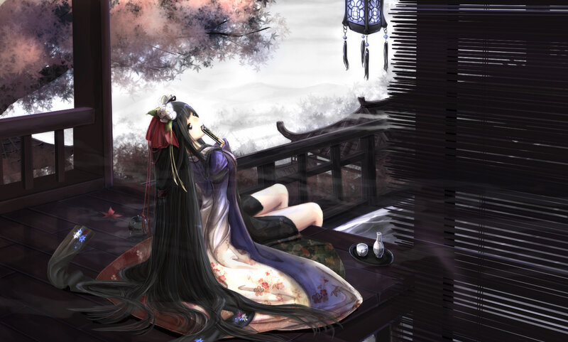 Anime Woman on Veranda