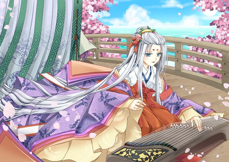 Anime Woman Playing Koto