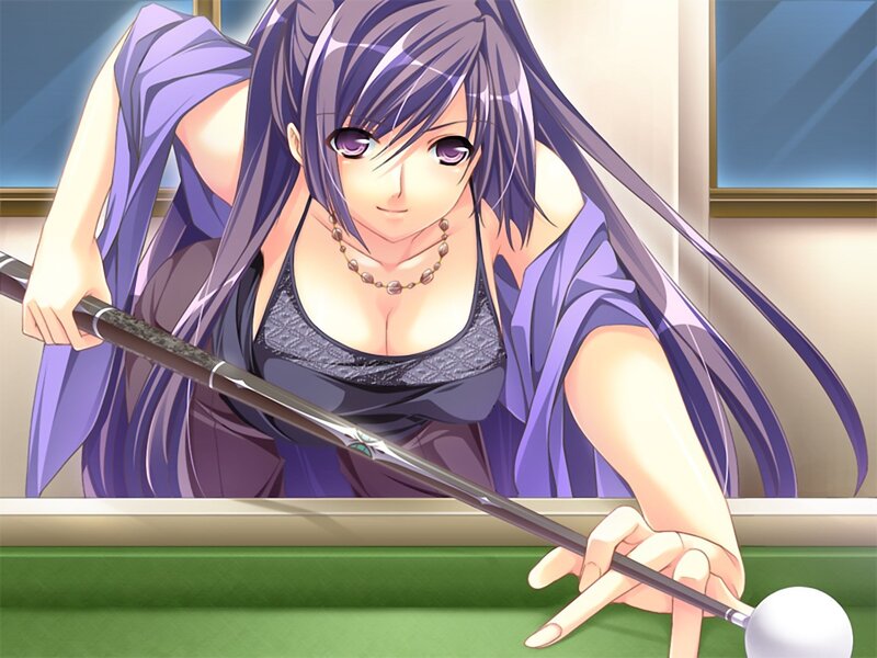 anime woman playing pool