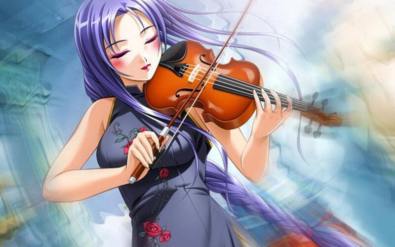 Anime Woman Playing Violin