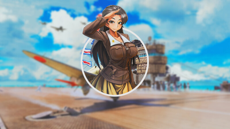 Anime Woman Saluting — Blue