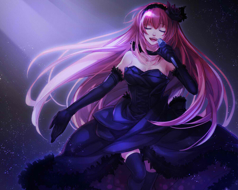 Anime Woman Singing — Purple, Dramatic