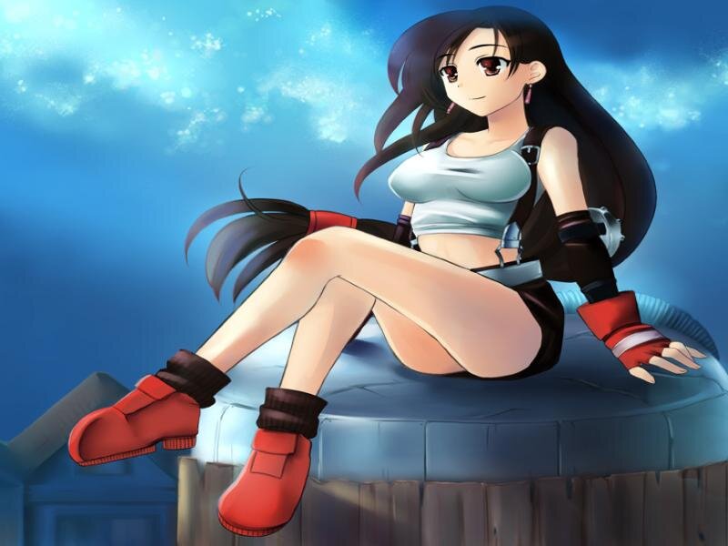 Anime Woman Sitting — Blue, Calm