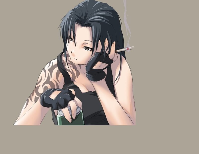 anime woman smoking
