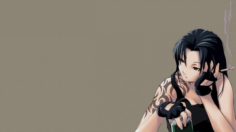 anime woman smoking cigarette