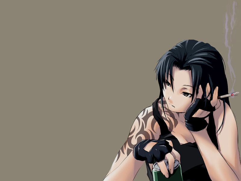 anime woman smoking