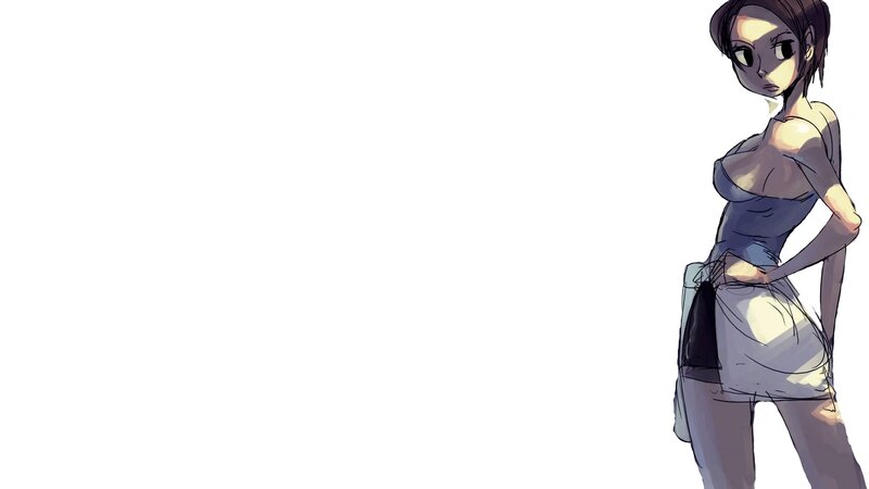 Anime Woman Standing — White