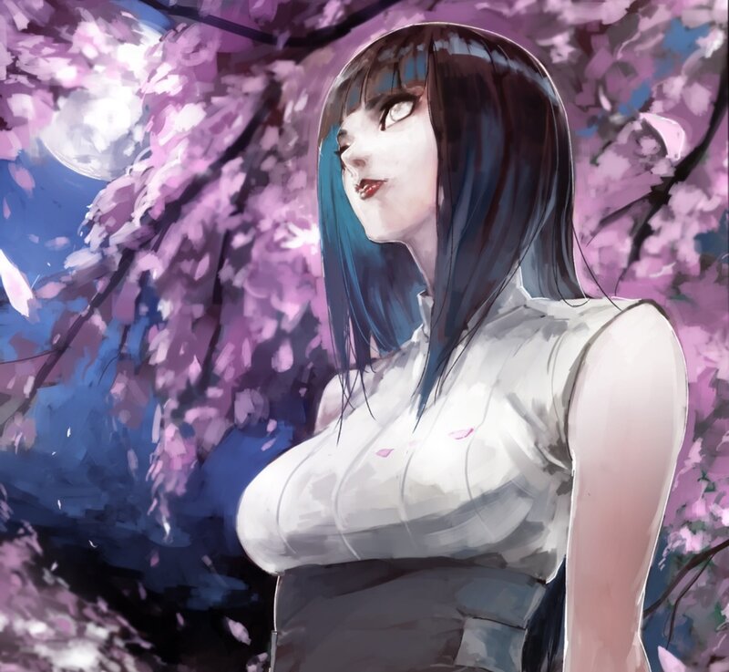 Anime Woman under Cherry Blossoms