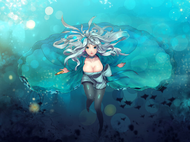 Anime Woman Underwater — Blue