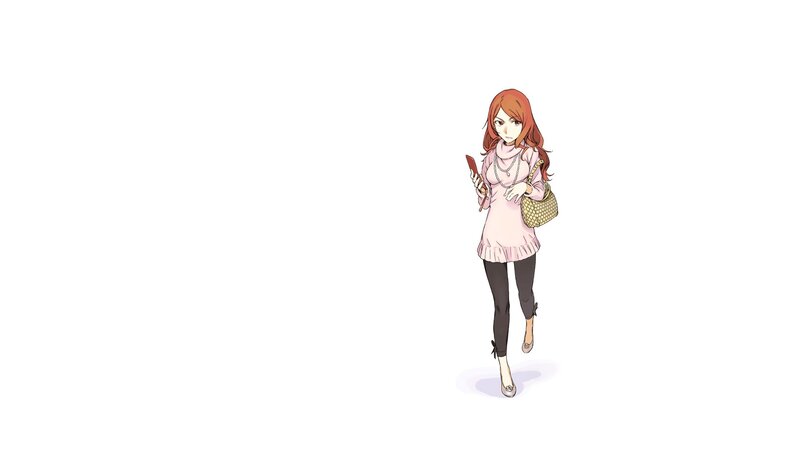 anime woman walking with phone