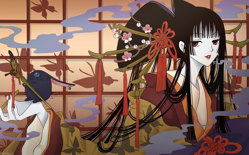 Anime woman with a small creature