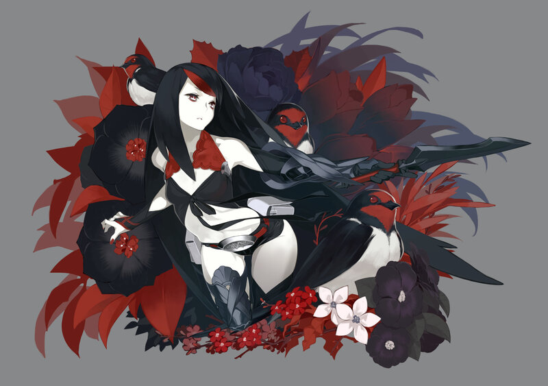 Anime Woman with Birds