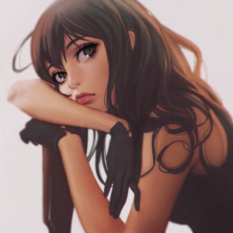 Anime Woman with Black Gloves