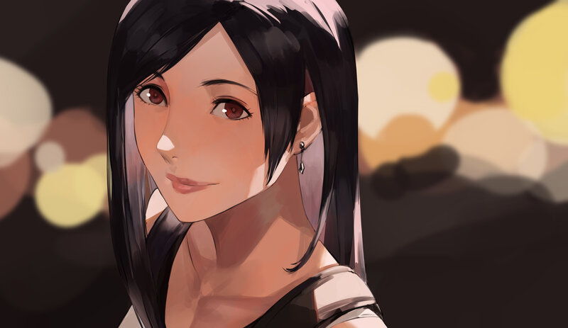 Anime Woman with Black Hair — Calm, Night