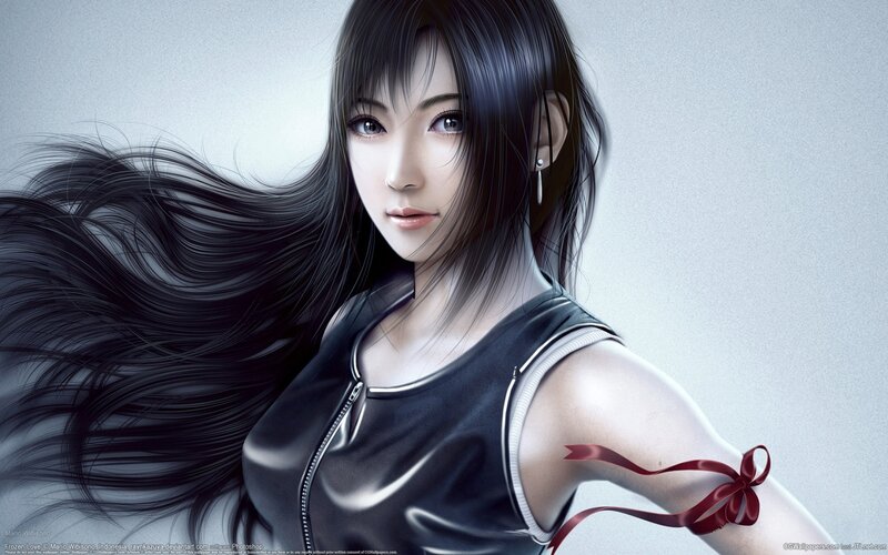 Anime Woman with Black Hair — Dramatic, Digital Art, Black Top