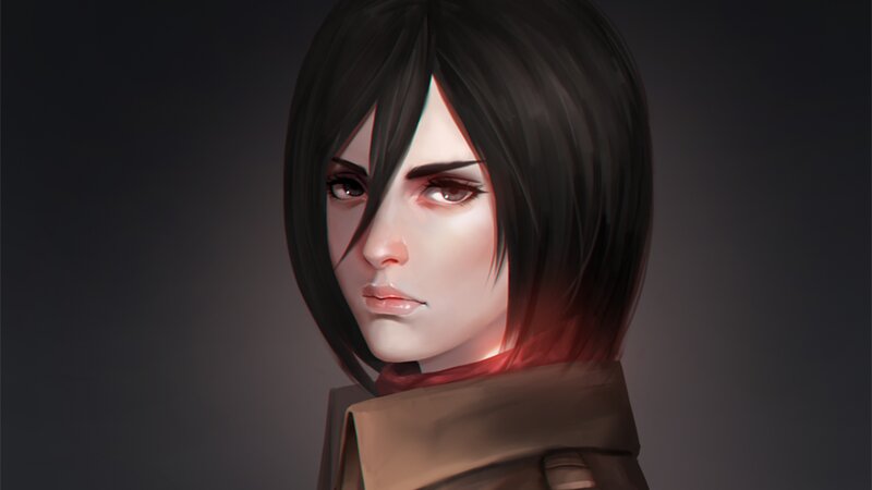 Anime Woman with Black Hair — Dramatic, Digital Art, Coat