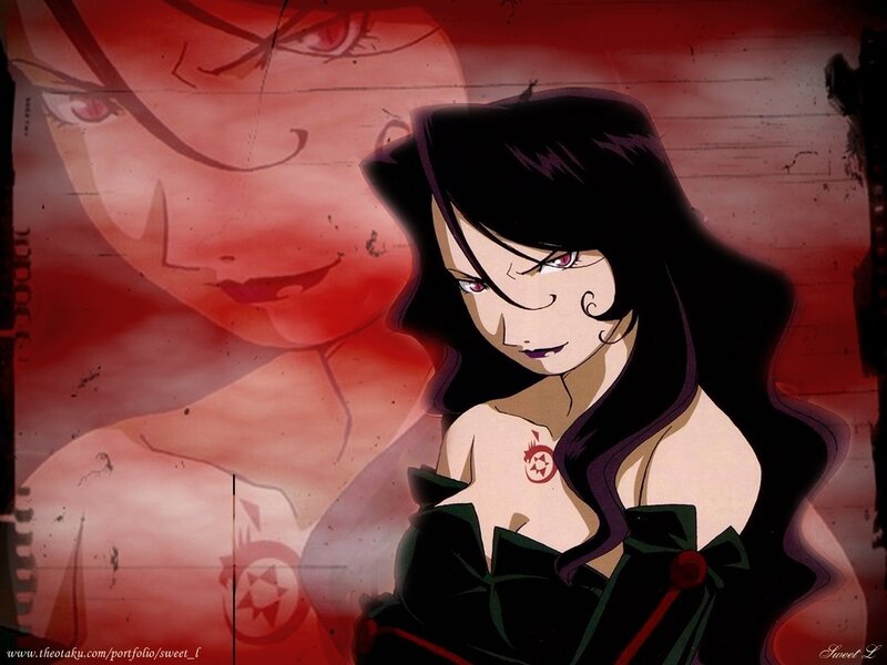 Anime Woman with Black Hair — Red, Dramatic