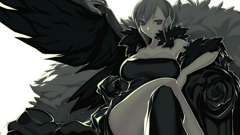 Anime Woman with Black Wings — Dramatic, Manga