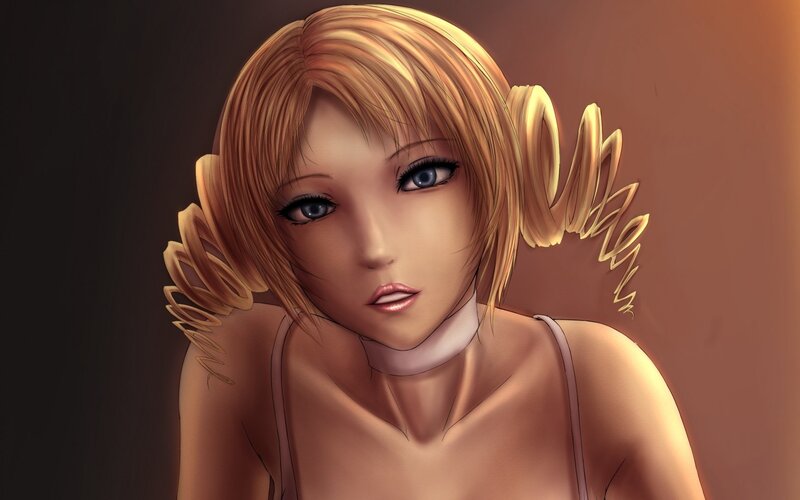 Anime Woman with Blonde Hair — Brown