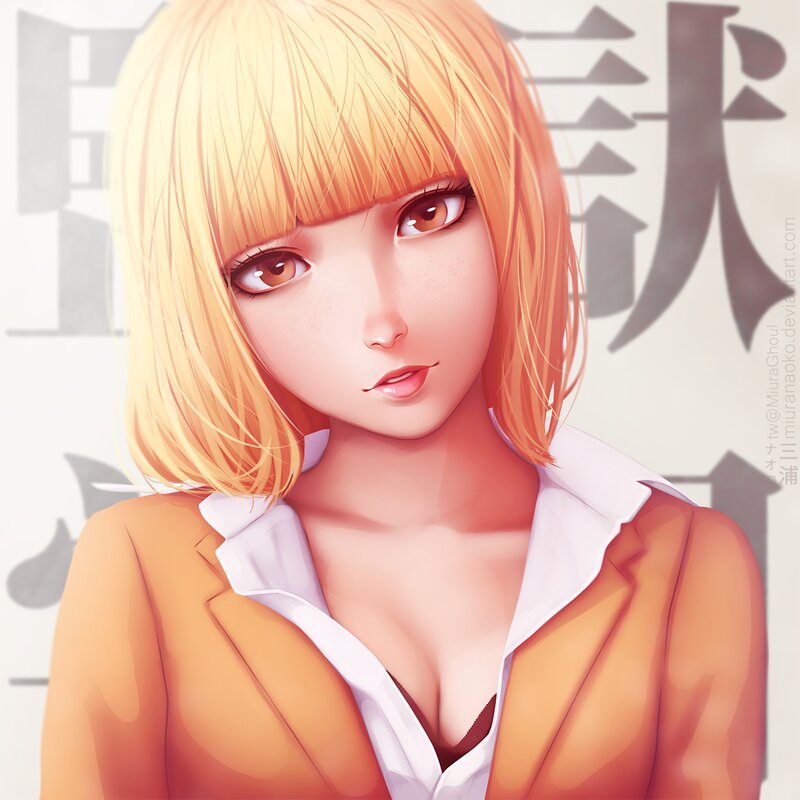 Anime Woman with Blonde Hair — Orange