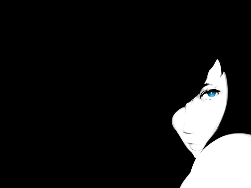 anime woman with blue eye